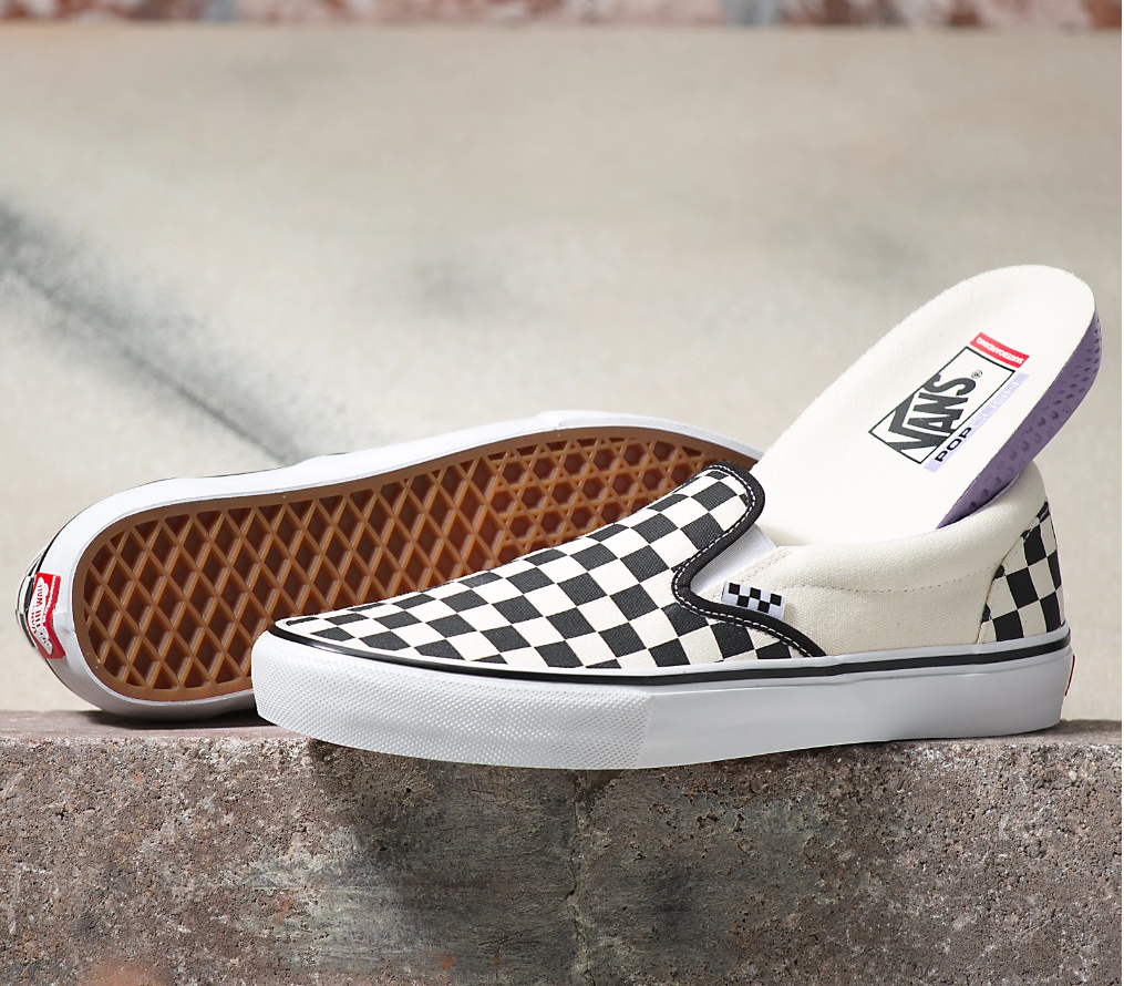Black white checkered vans slip ons sales