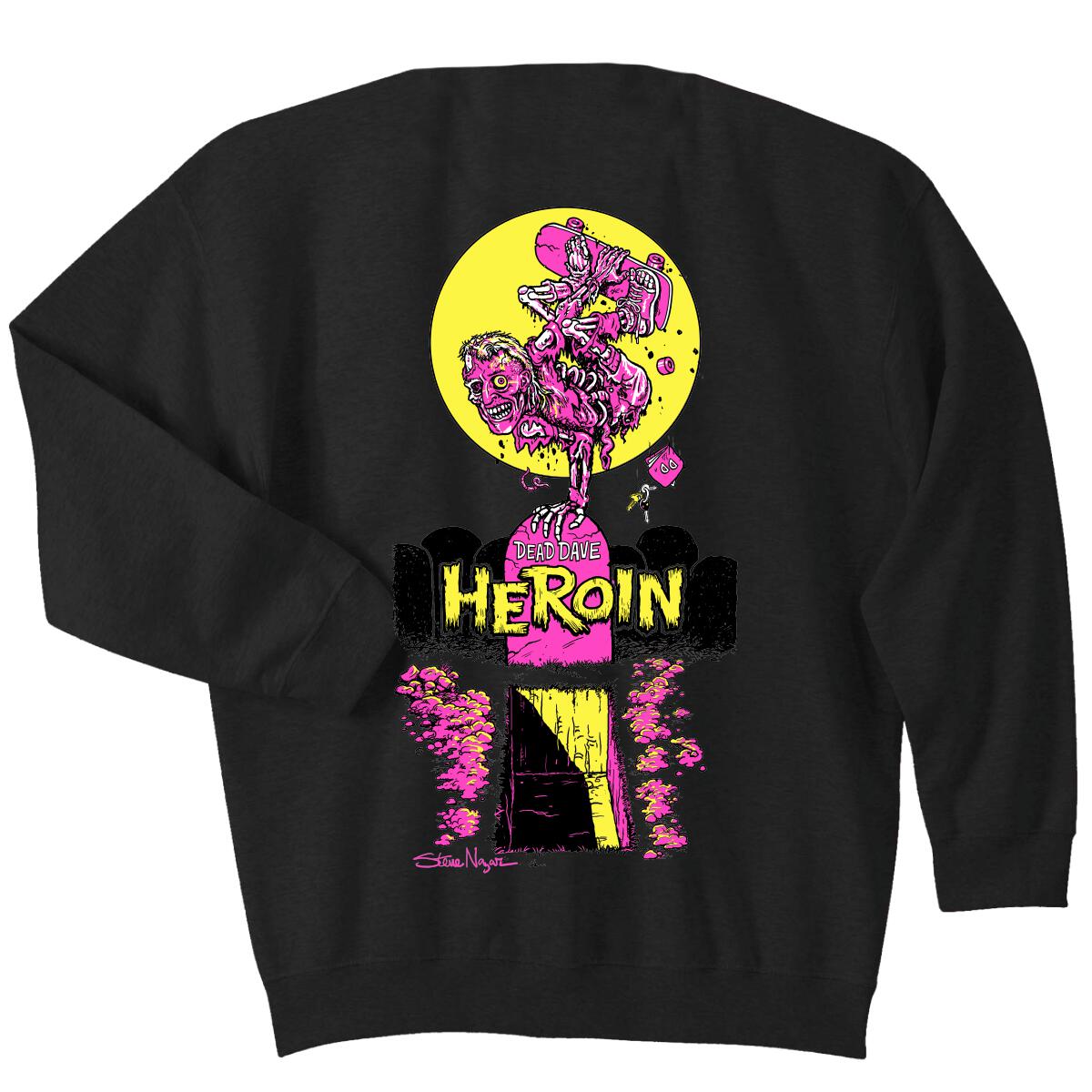 Heroin Skateboards "Zombie" Black Crew Neck