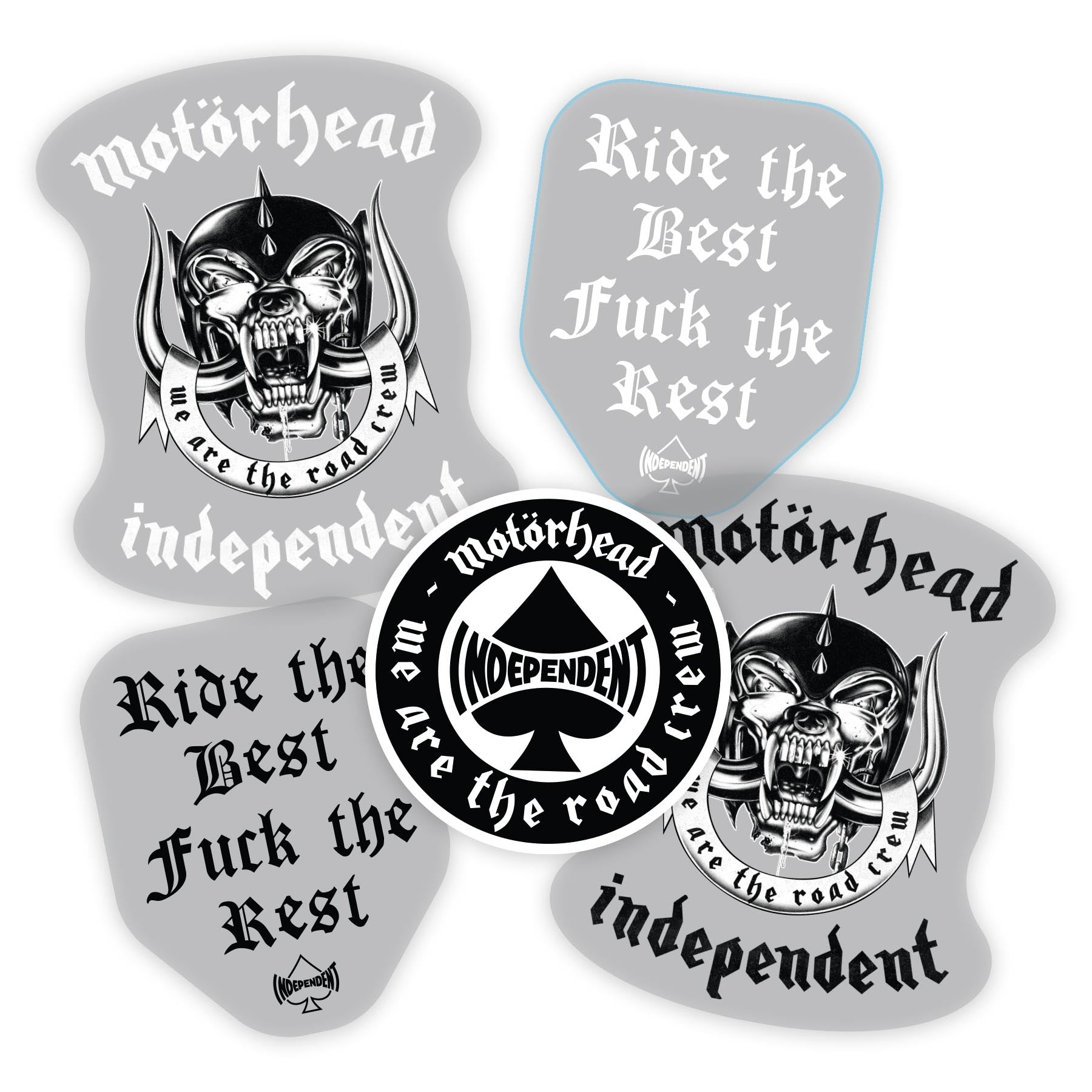 Independent "Motorhead" Assorted Sticker Pack Black/Clear