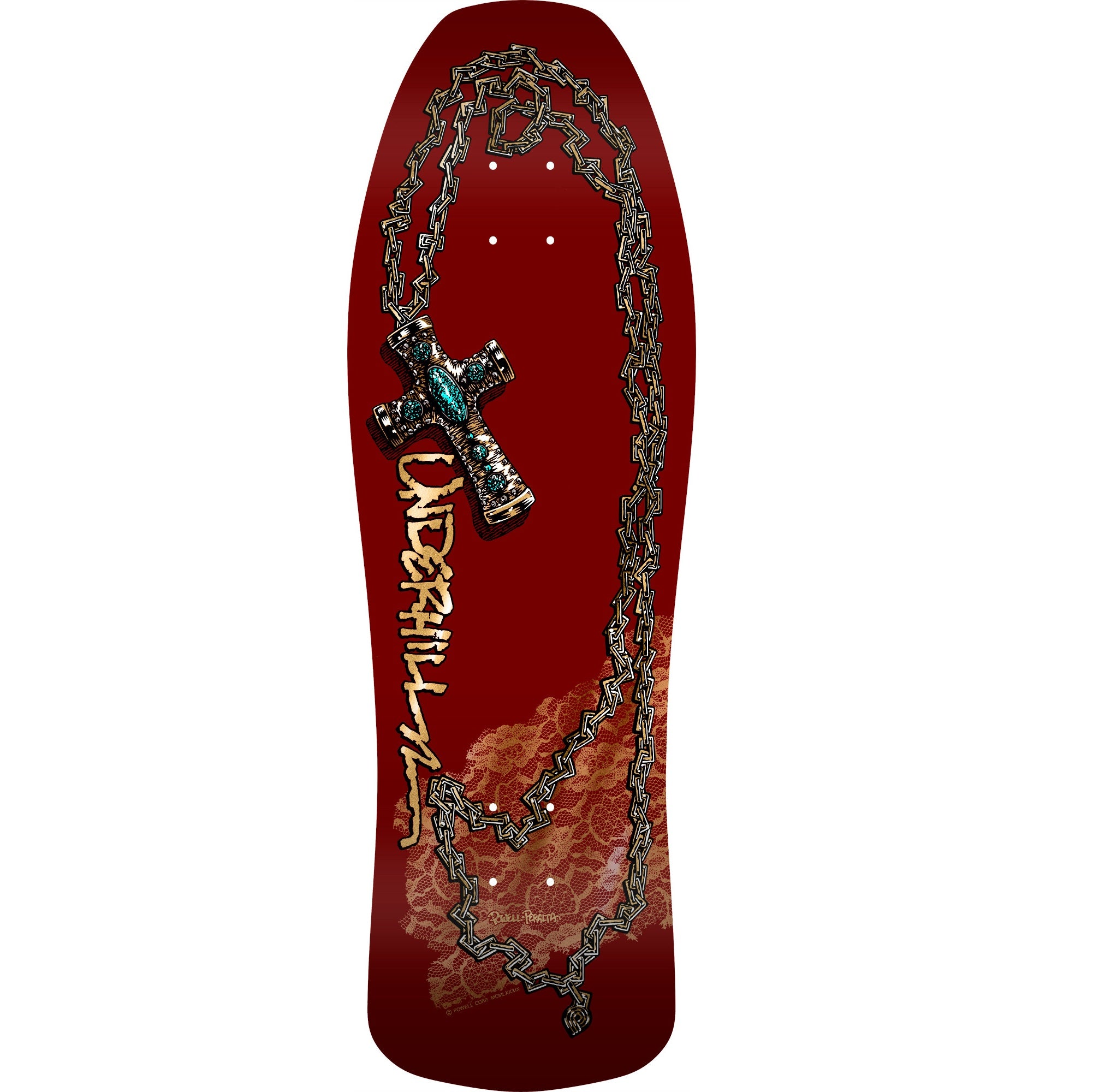 Powell Peralta Skateboards "Ray Underhill- Cross" 10.00" Deck Burgandy/Gold Foil