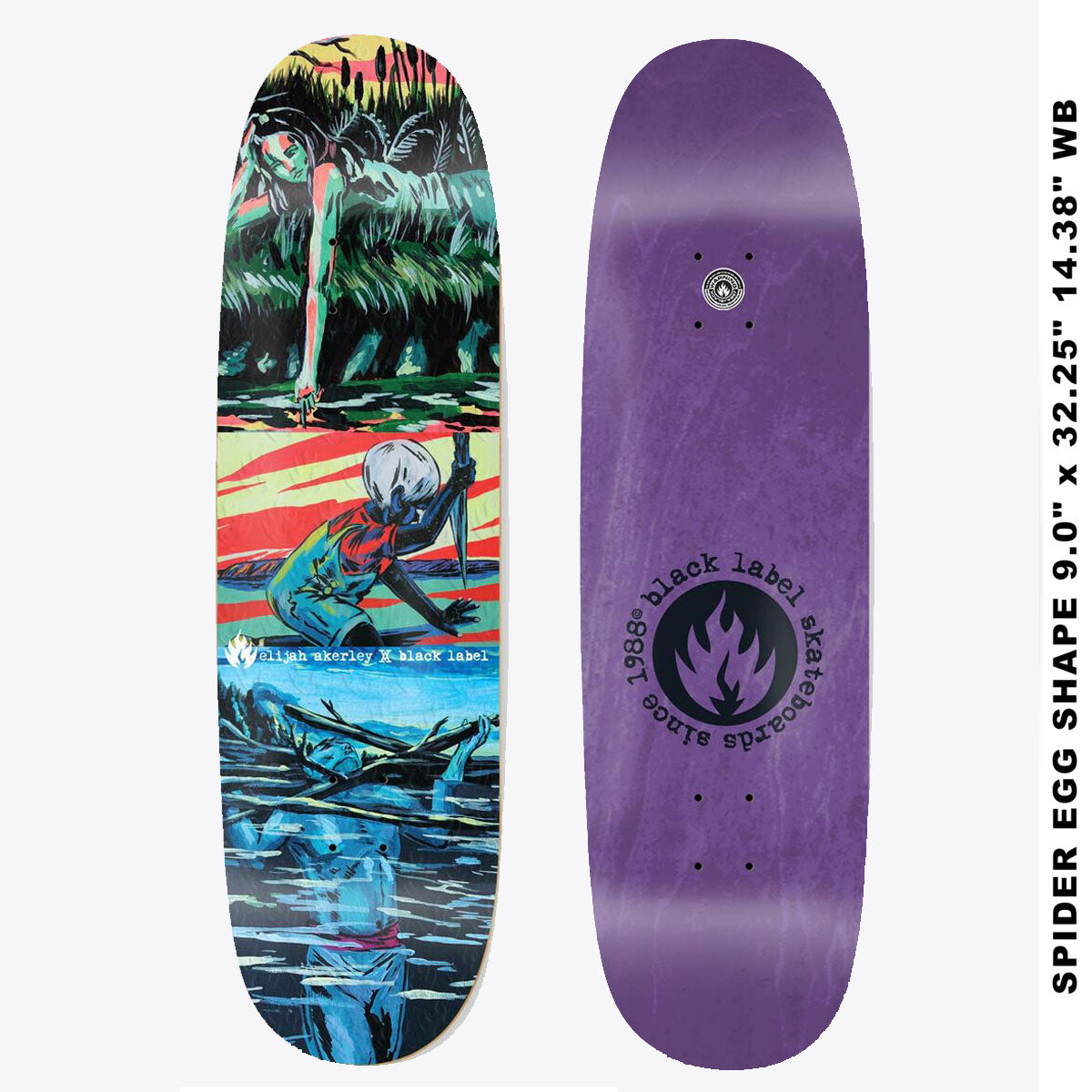 Black Label Skateboards "Elijah Akerley- Violet Actions" 9.0 Spider Egg Deck ONE OFF