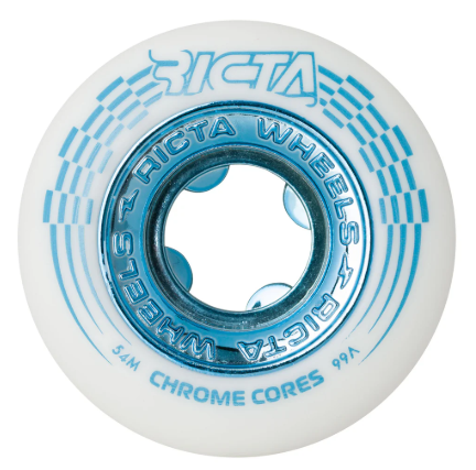 Sale: Ricta Wheels "Chrome Core" White/Teal 53MM/99A Wheels