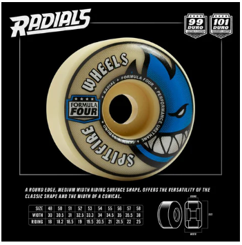Spitfire Wheels "Raidial-Natual" Assorted Sized Wheels