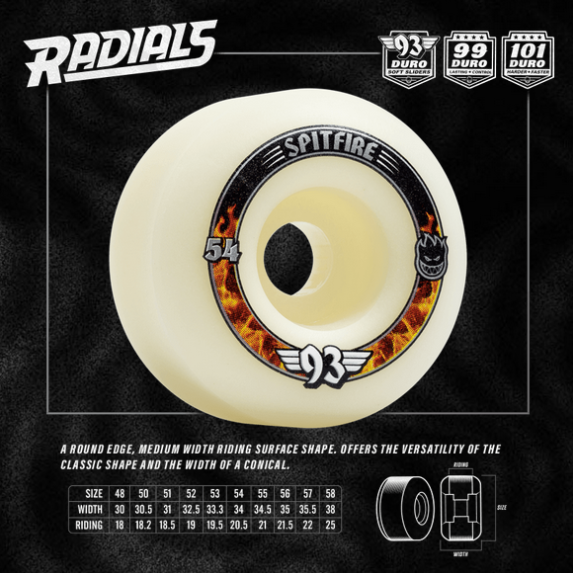 Spitfire Wheels "Radials" 54MM/93A Wheels