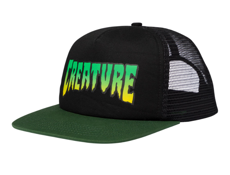 Creature Skateboards "Logo - Black/Green " Mesh Trucker Hat