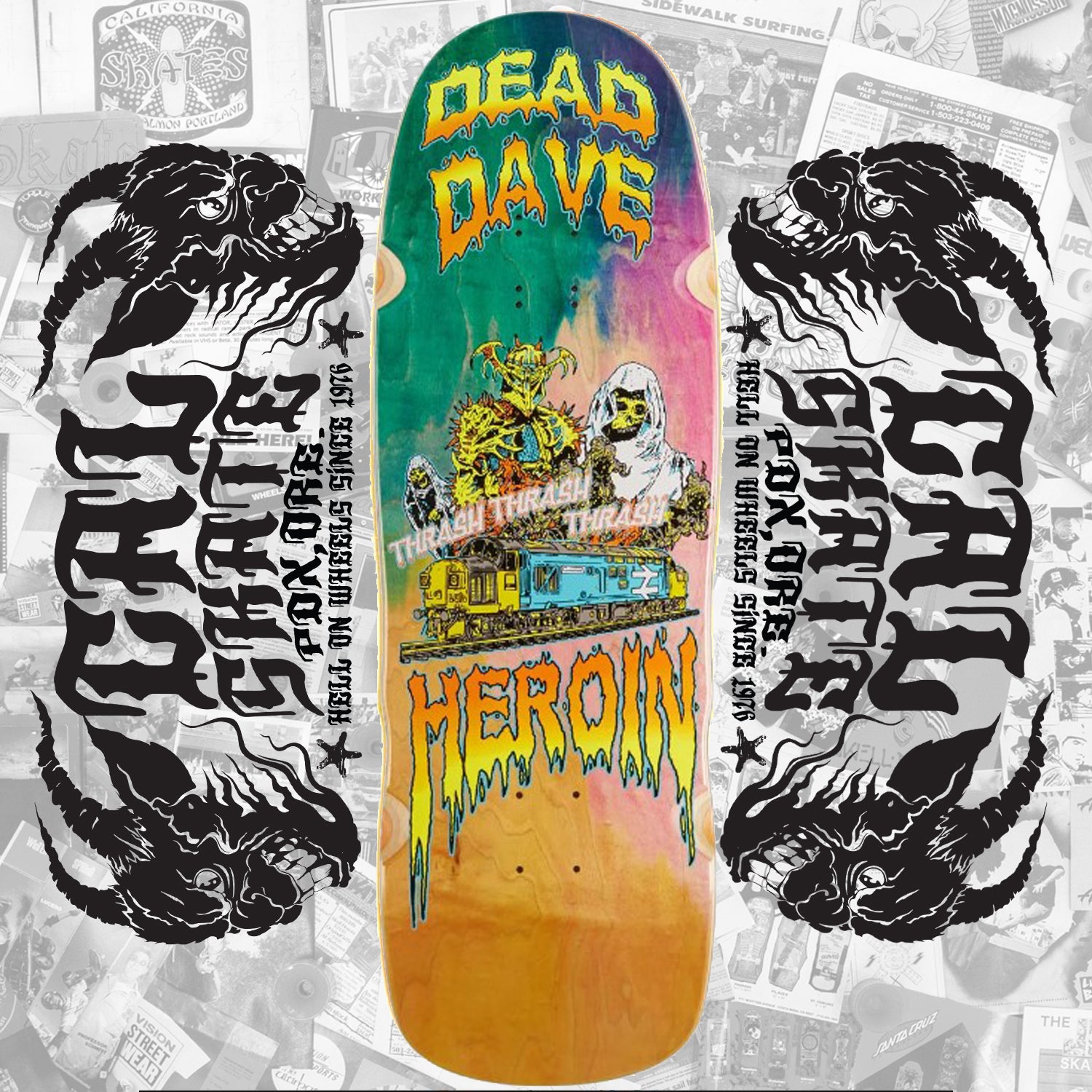 Heroin Skateboards "Dead Dave- Ghost Train" 10.1" Deck