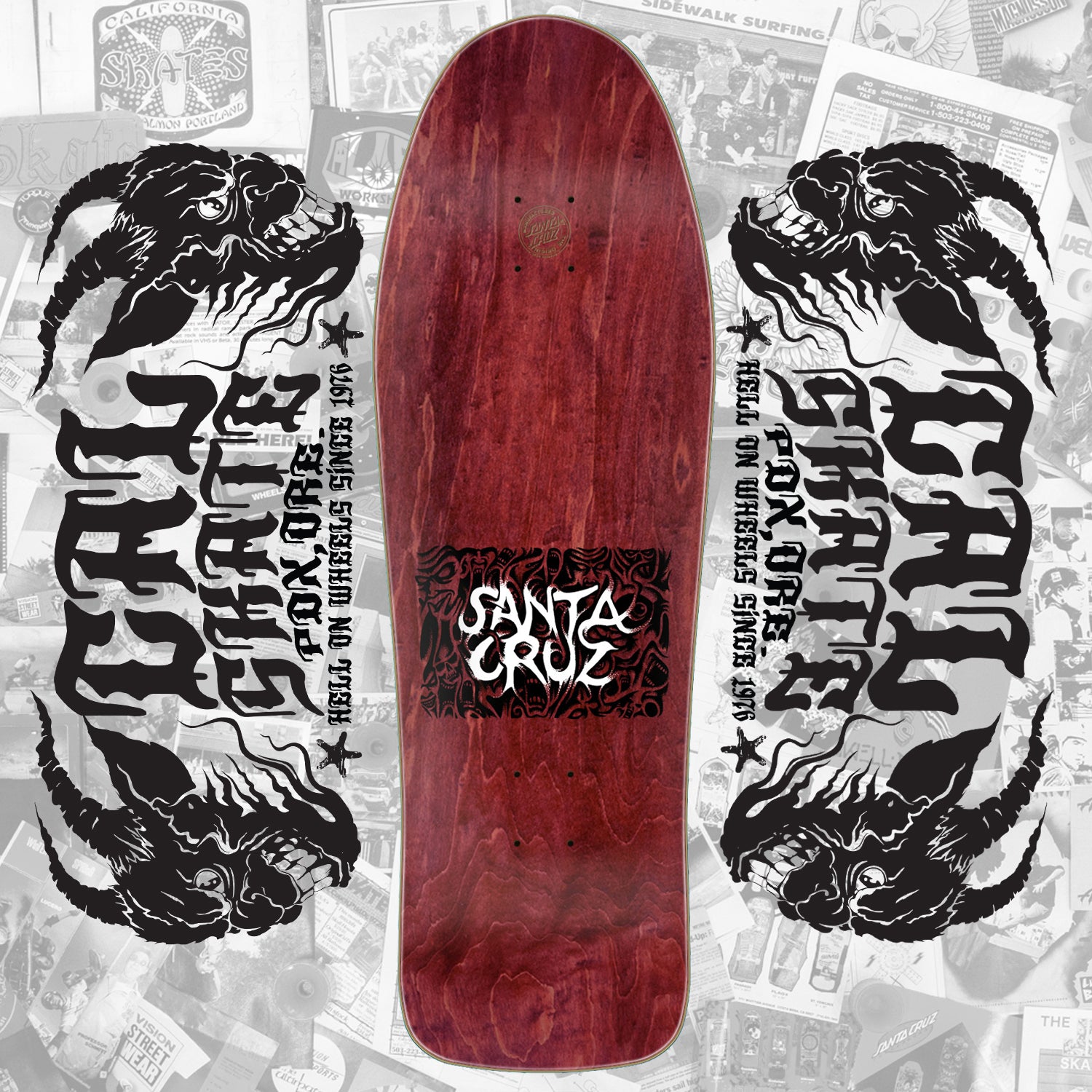FALL 2024: PRE BOOK Santa Cruz "Tom Knox- Firepit" Burgundy 10"  Reissue Deck