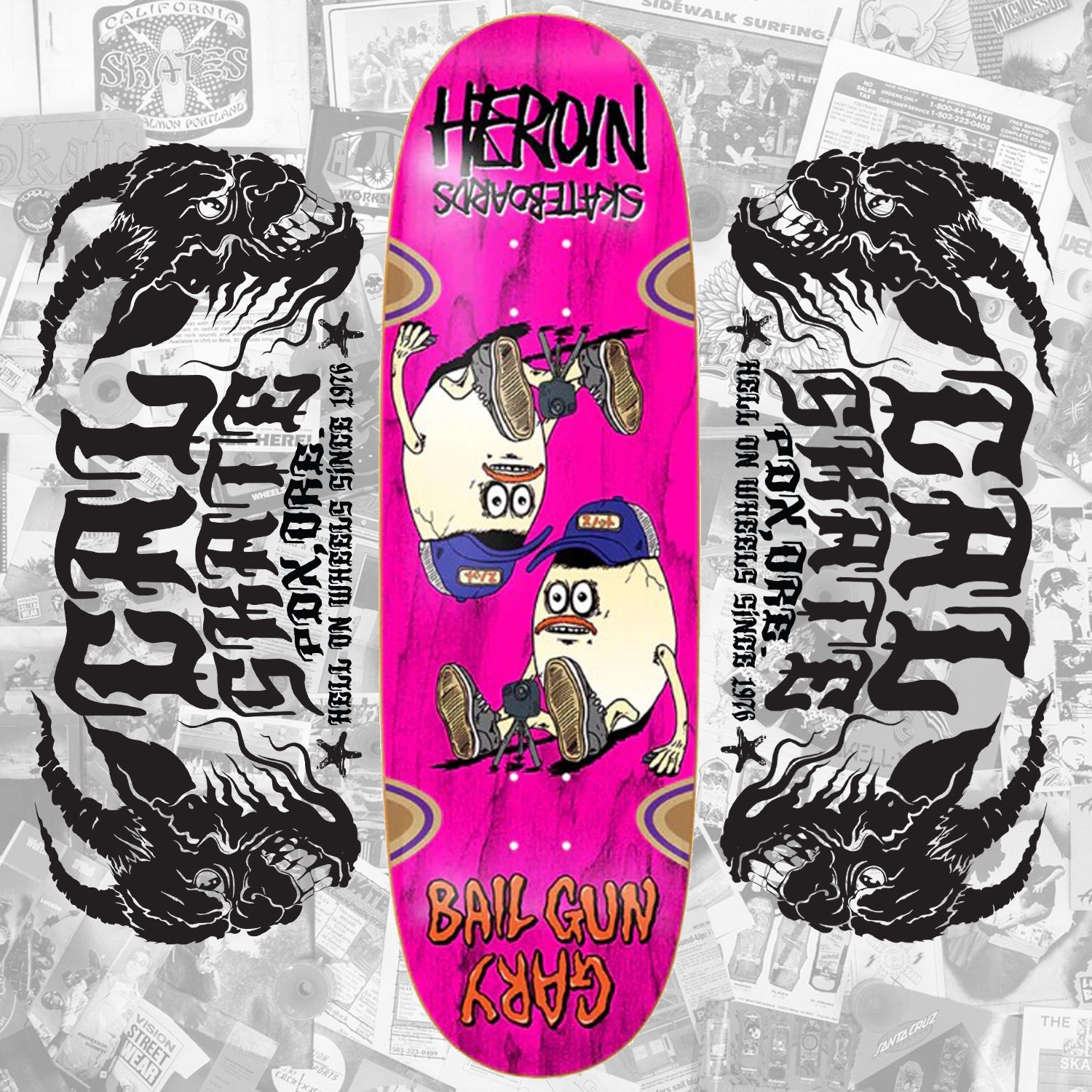 Heroin Skateboards "Bail Gun Gary 4" 9.75" Deck