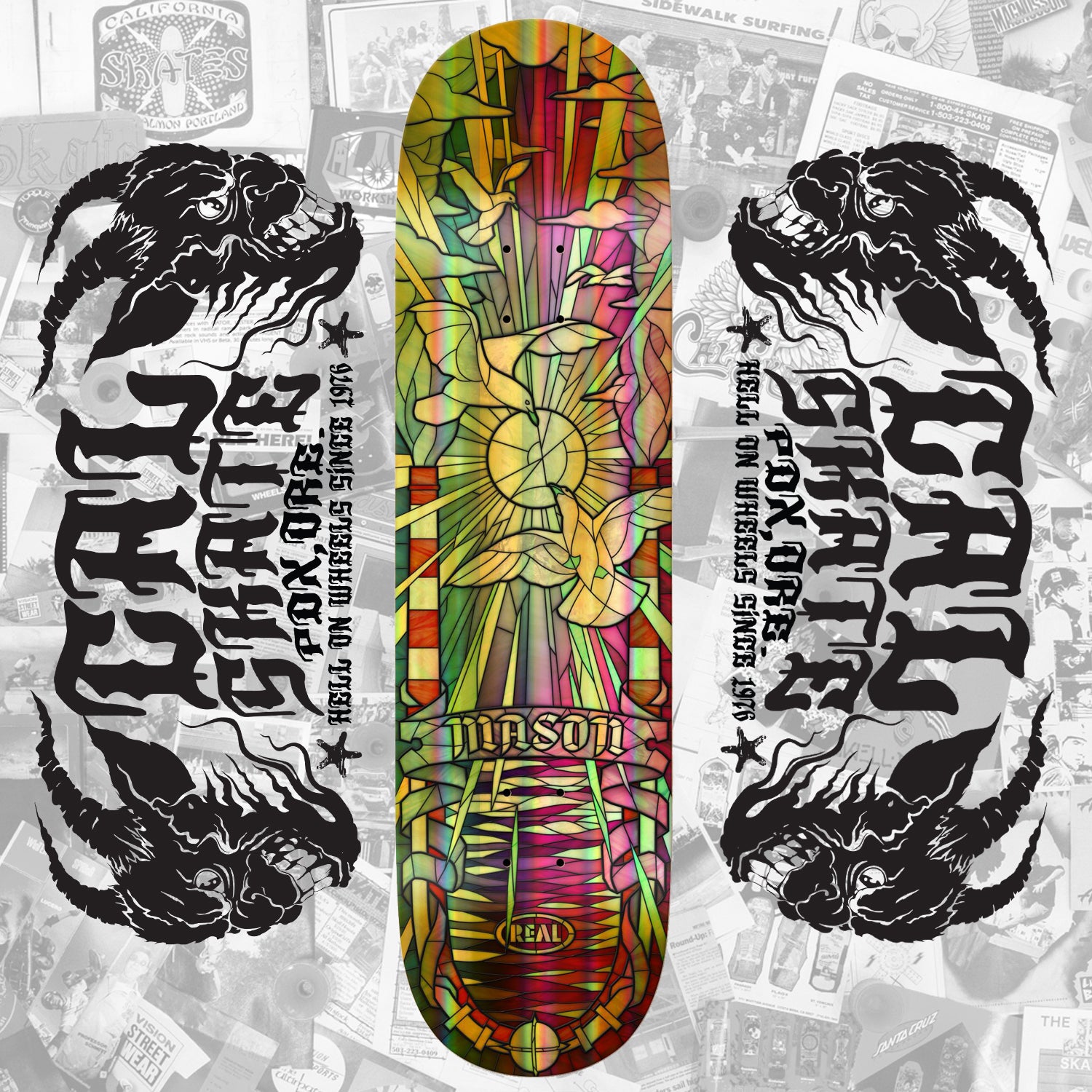 PRE BOOK: Real Skateboards "Mason Silva- Holo Gold Foil Cathedral" 8.25" Deck SPRING 2024