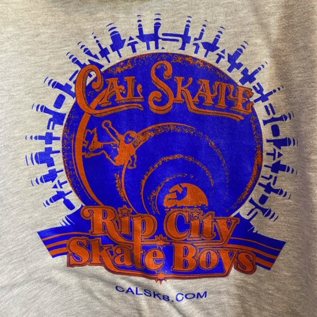 Cal Skate "Rip City Skate Boys- Blue and Orange" Grey Heather Zip Hoody