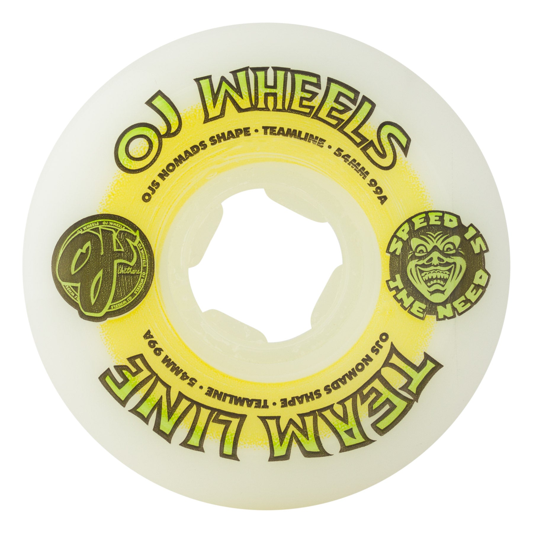 OJ Wheels "Team Line- White Yellow" 54MM Wheels