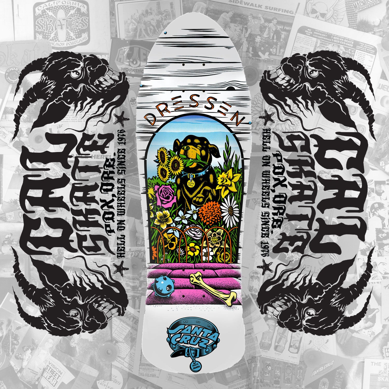 PRE-ORDER: Santa Cruz "Eric Dressen- Pup" White Dip 9.5" Reissue Deck