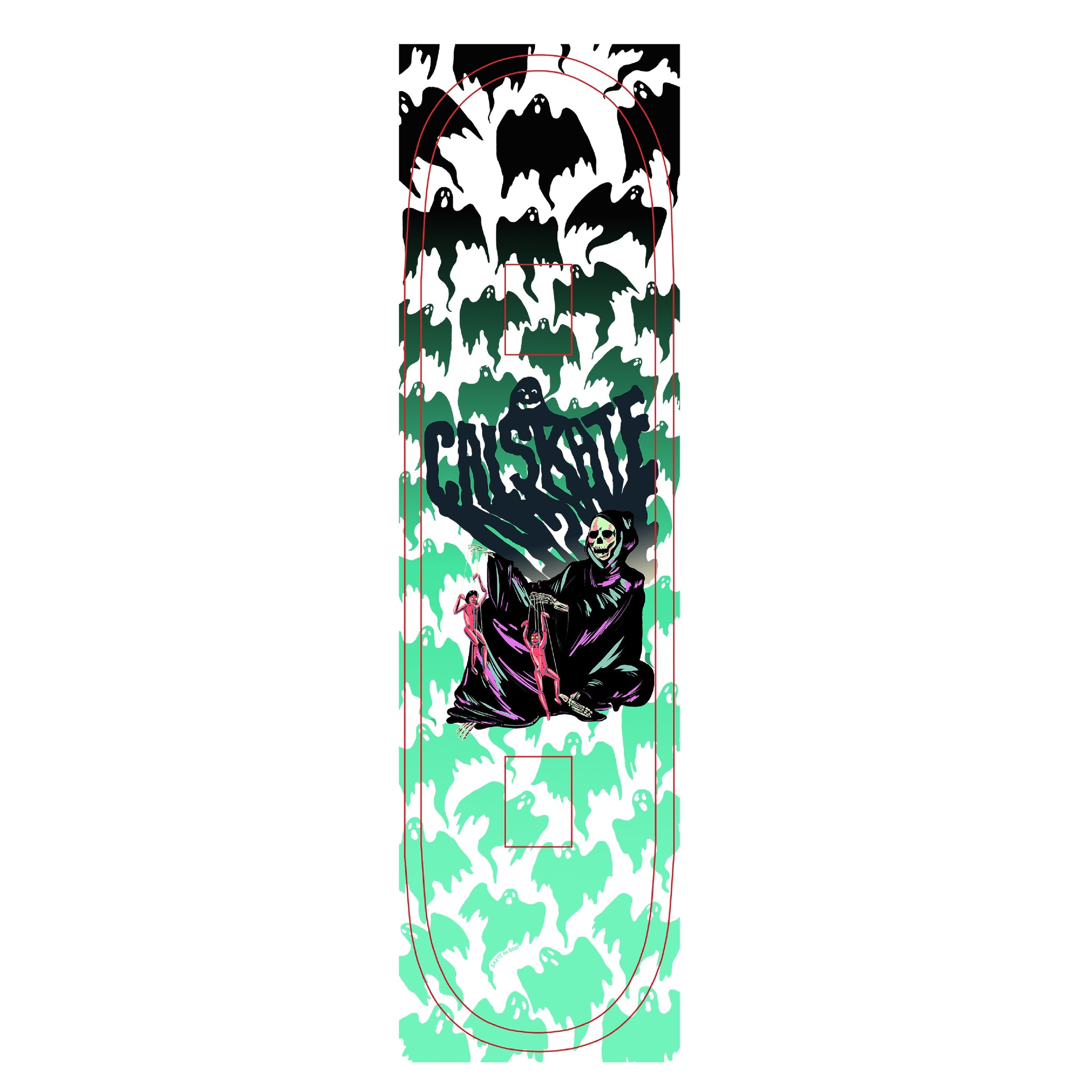 Cal Skate "Lethargy and Decay- Black and Green" Clear Griptape