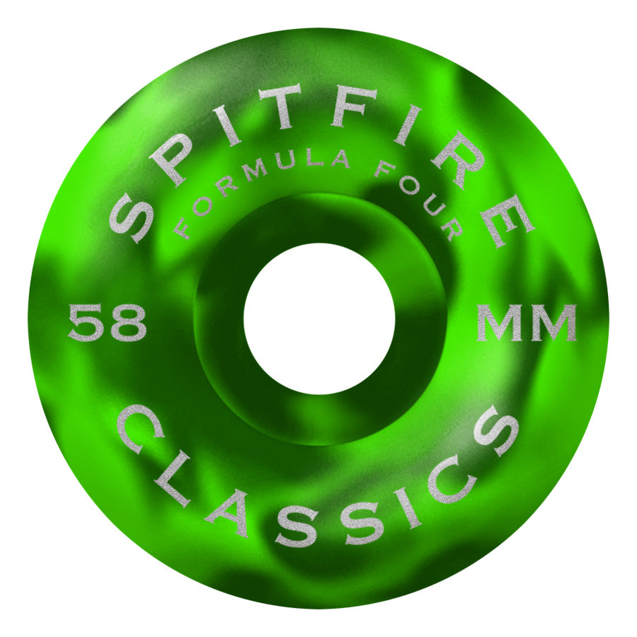 Spitfire Wheels "Classic Formula Four- Green Swirl 99A" 58MM Wheels